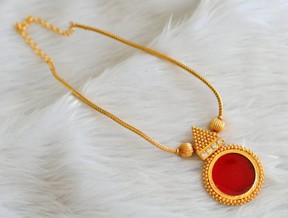 Gold tone kerala style red round necklace dj-43229