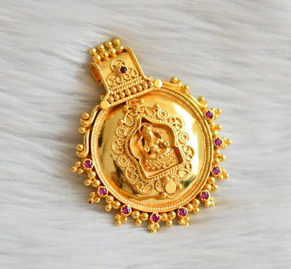 Gold look alike pink stone lakshmi pendant dj-44785