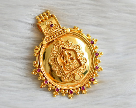 Gold look alike pink stone lakshmi pendant dj-44785