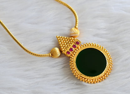 Gold tone kerala style pink -green round necklace dj-43227