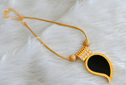 Gold tone black-white kerala style mango necklace dj-43243