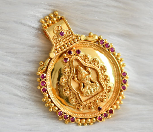 Gold look alike pink stone lakshmi pendant dj-44787