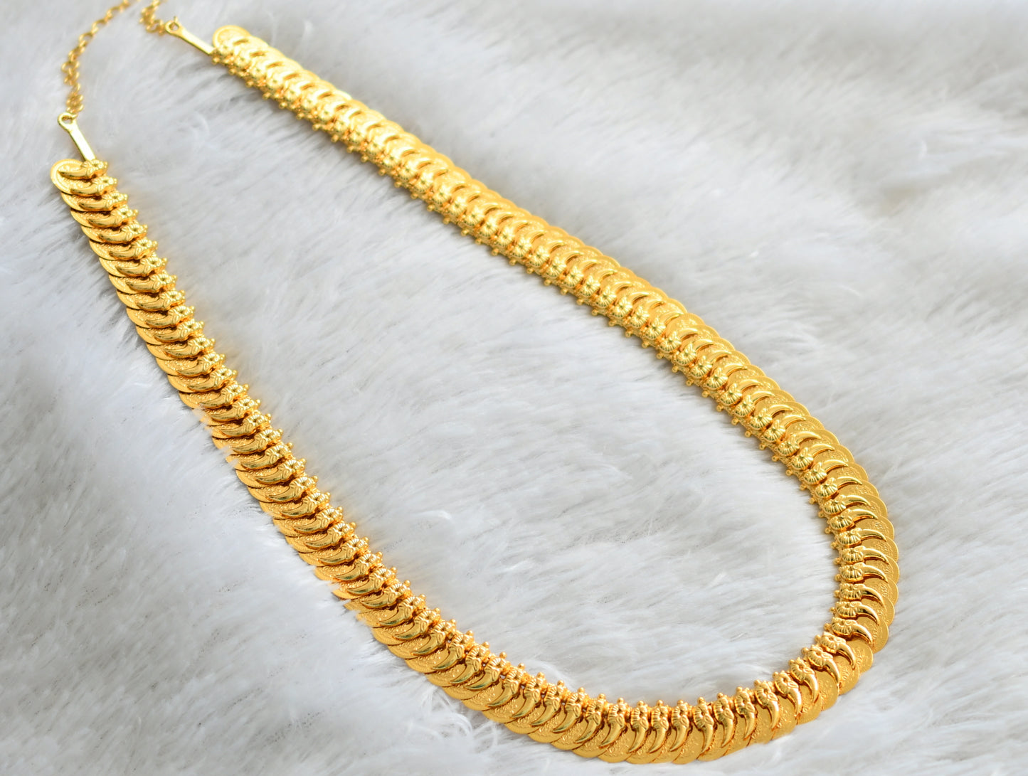 Gold tone lakshmi coin-peacock haar dj-48159