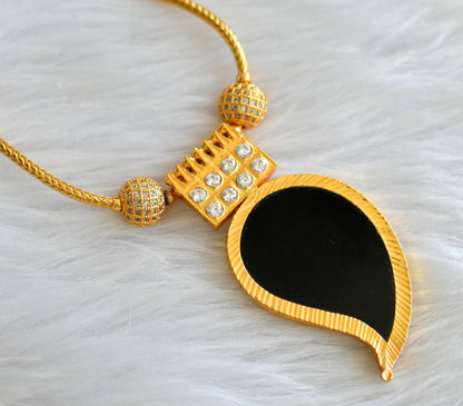 Gold tone black-white kerala style mango necklace dj-43243