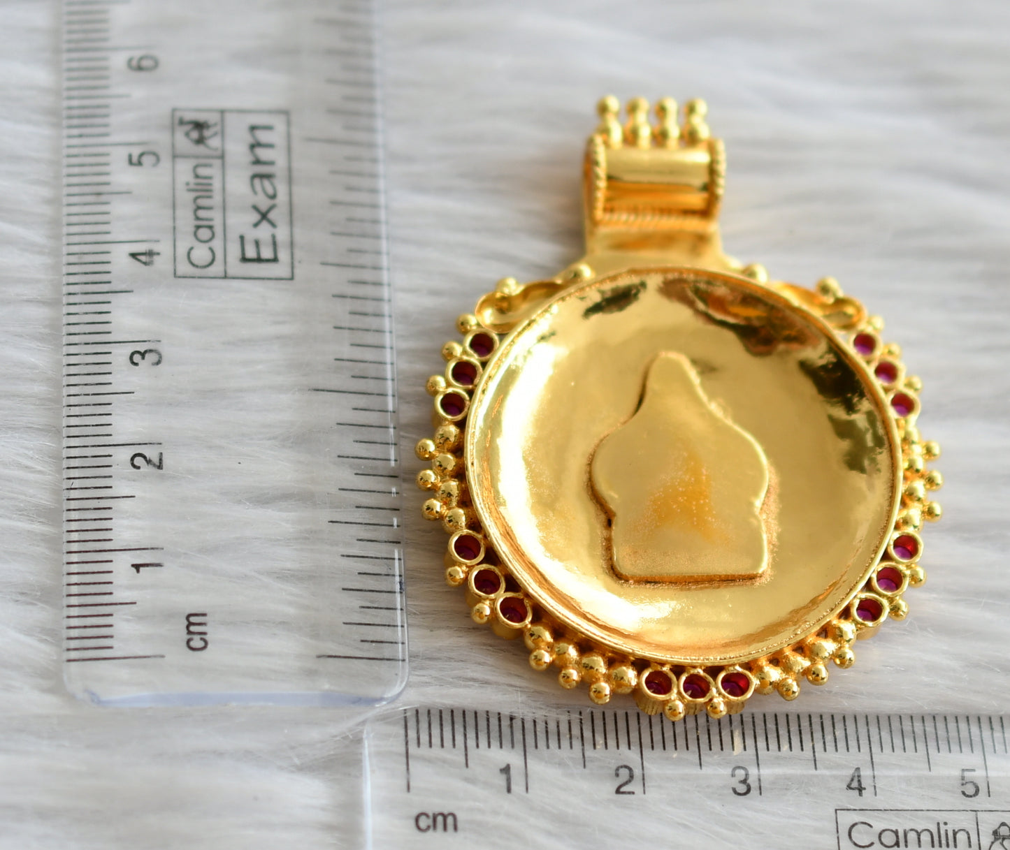 Gold look alike pink stone lakshmi pendant dj-44787