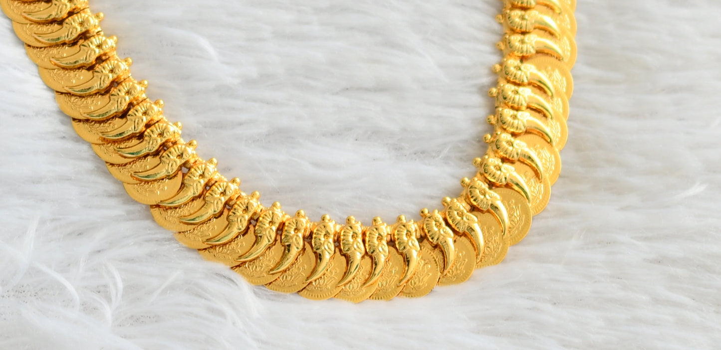 Gold tone lakshmi coin-peacock necklace dj-48160