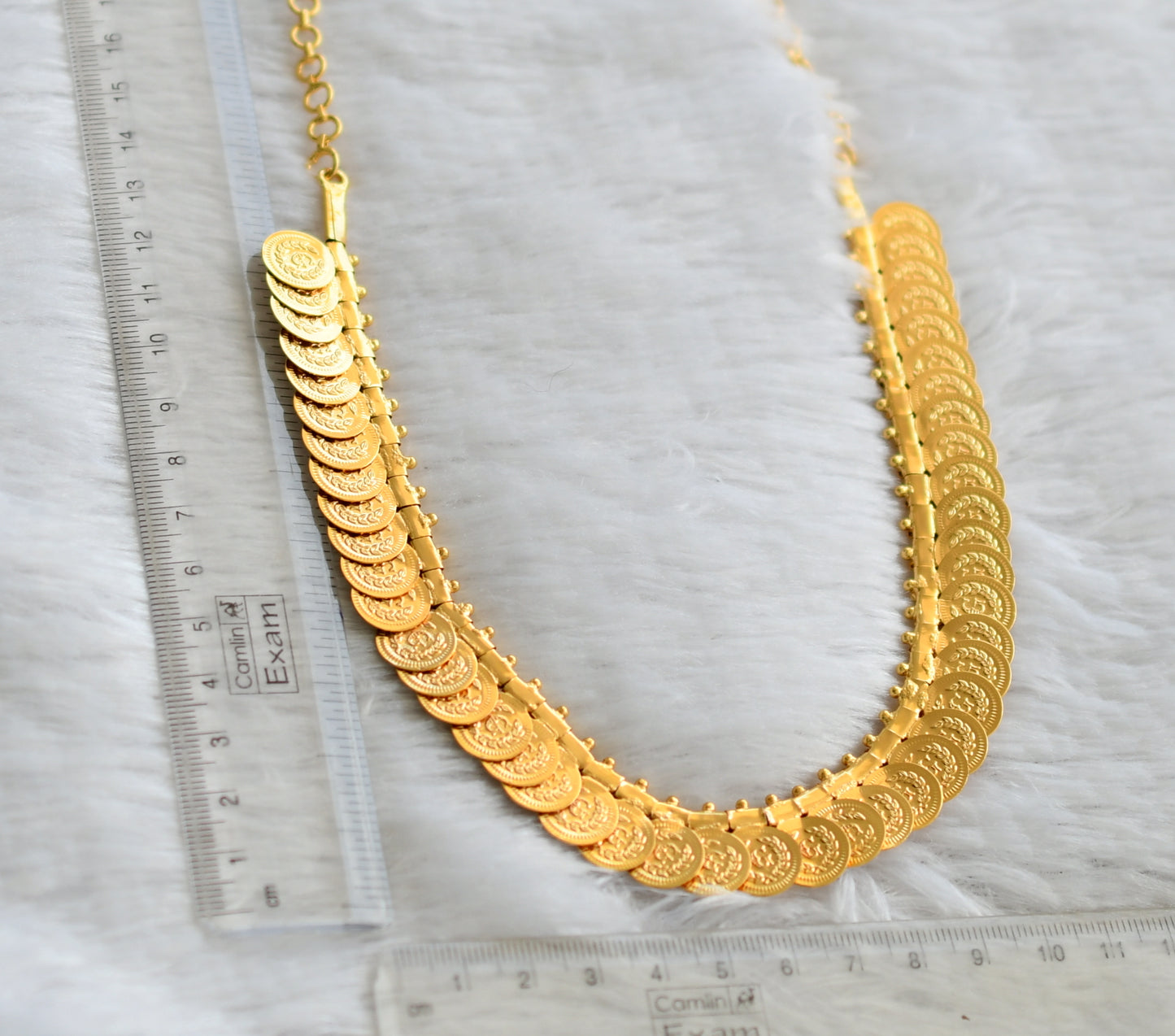 Gold tone lakshmi coin-peacock necklace dj-48160