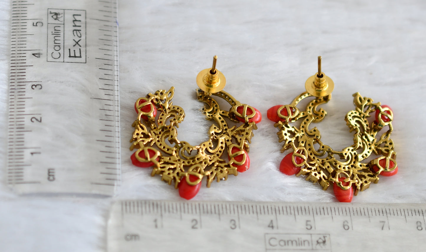 Antique cz coral earrings dj-48203