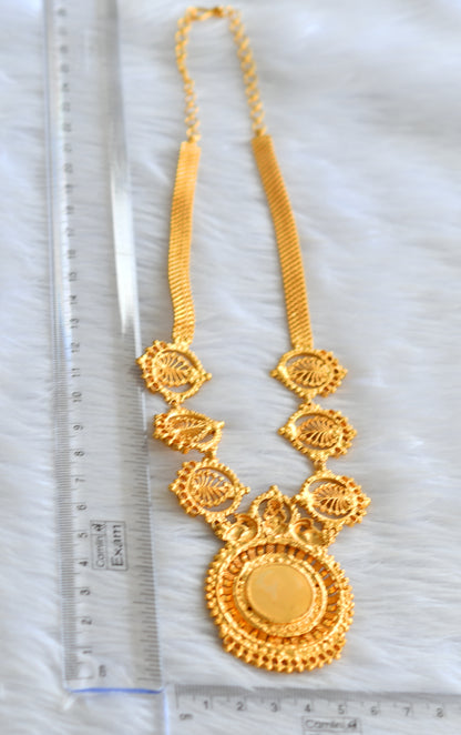 Gold tone green-white kerala style lakshmi round necklace dj-43247