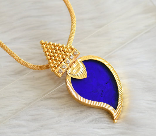 Gold tone 24 inches chain with kerala style blue-white mango pendant dj-44796