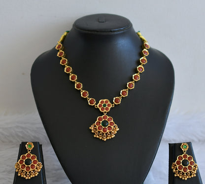 Matte finish flower reversible necklace set dj-50212