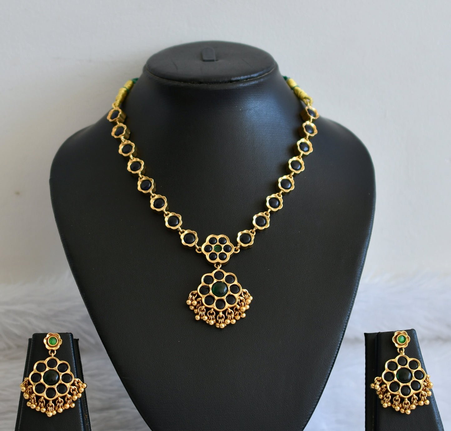 Matte finish flower reversible necklace set dj-50212