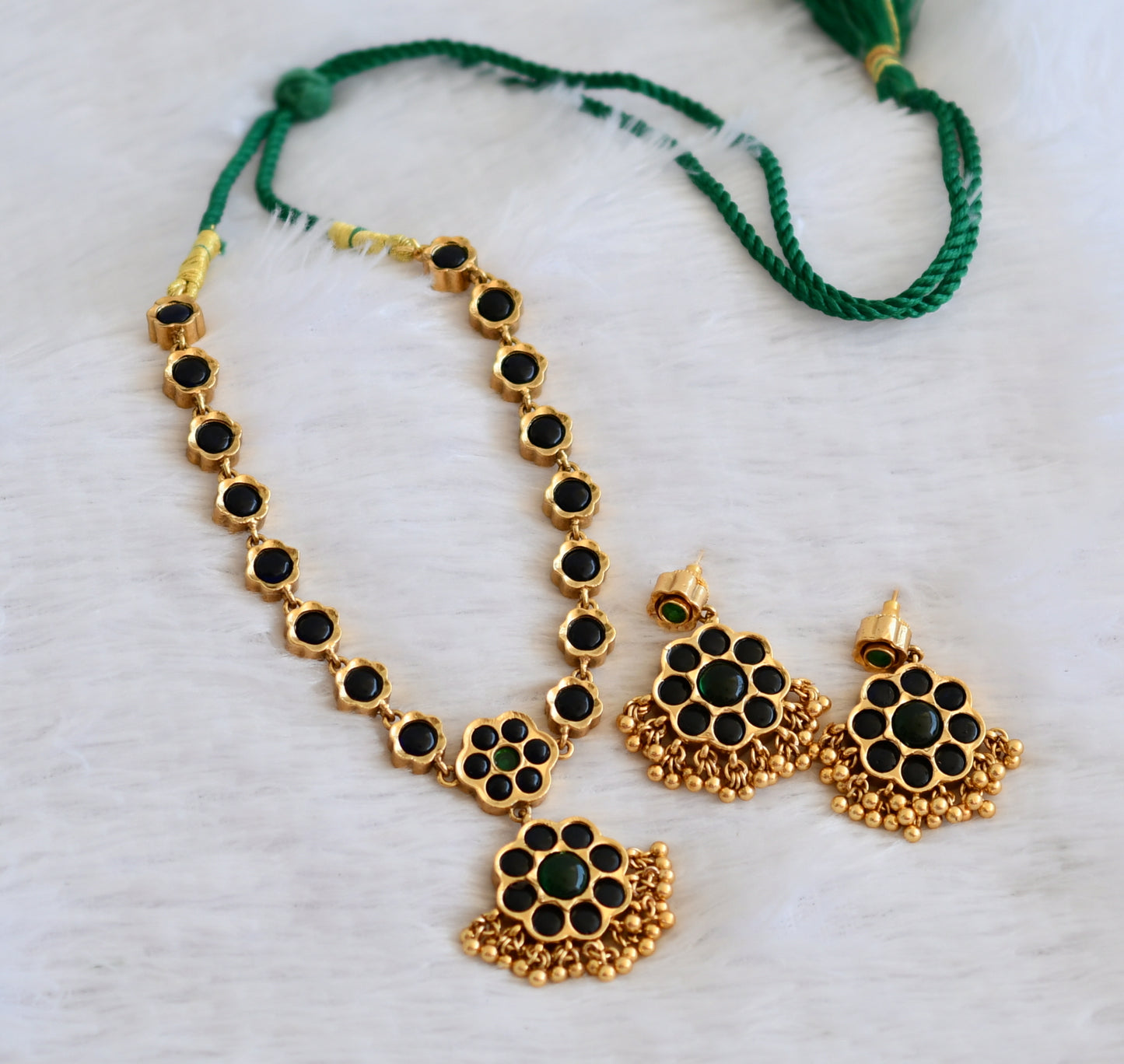 Matte finish flower reversible necklace set dj-50212