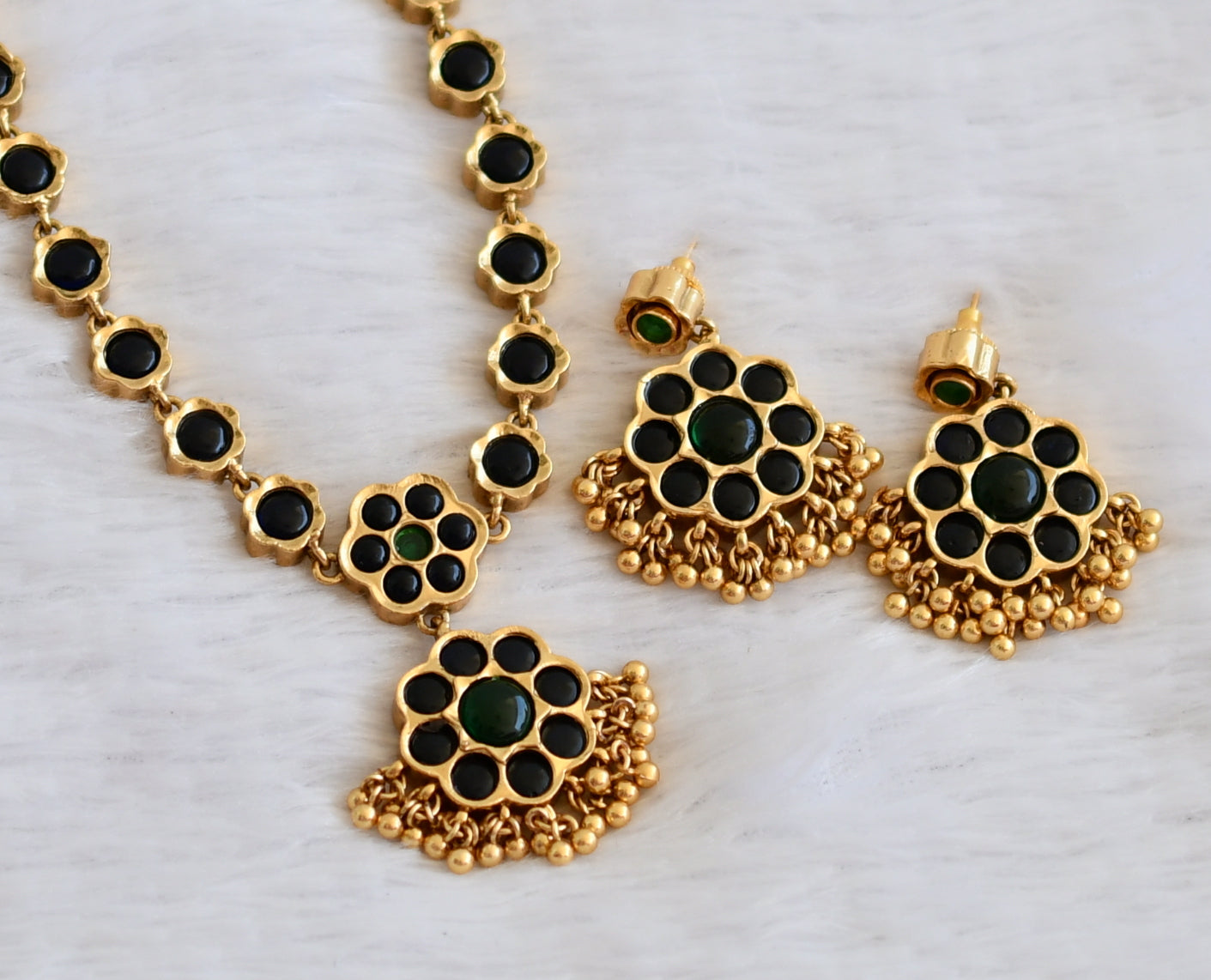 Matte finish flower reversible necklace set dj-50212