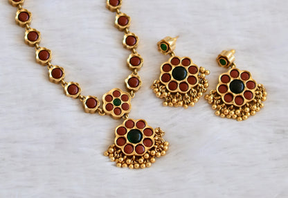 Matte finish flower reversible necklace set dj-50212