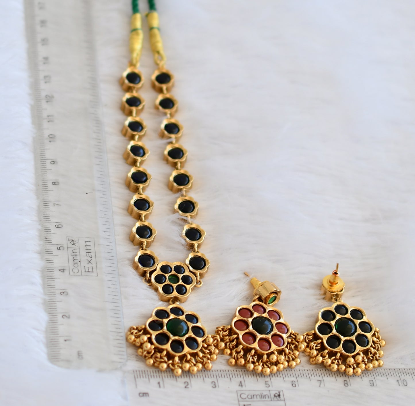 Matte finish flower reversible necklace set dj-50212