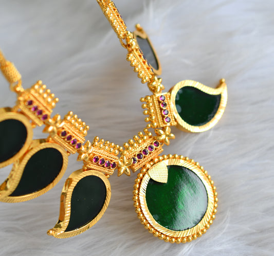 Gold tone Kerala style Big Green mango Necklace dj-42519