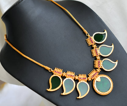 Gold tone Kerala style Big Green mango Necklace dj-42519