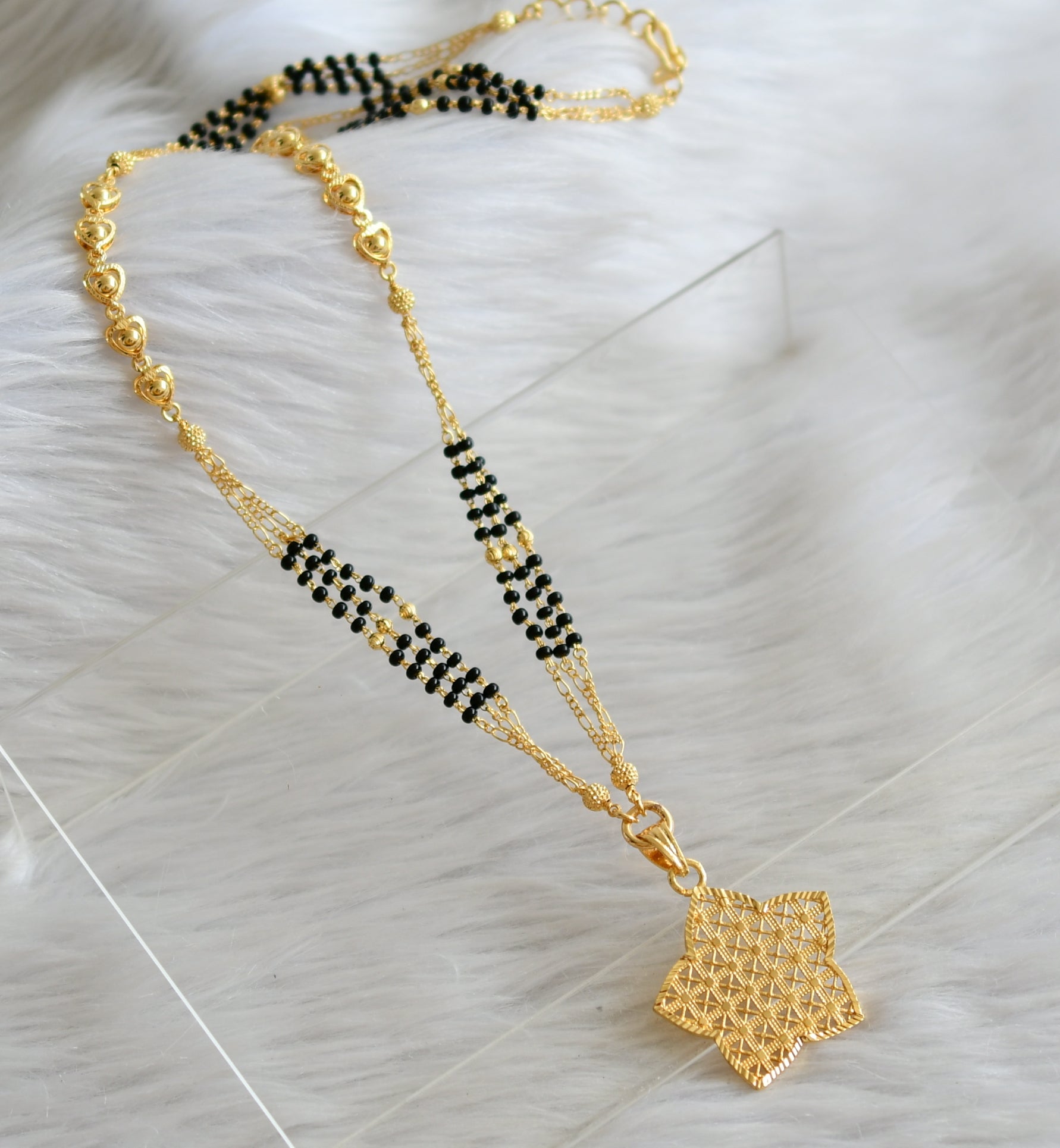 Gold tone 18 inches karimani chain with nakshatra pendant dj-44803 ...