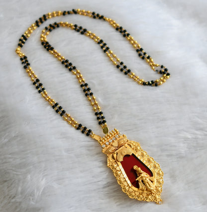 Gold tone kerala style karimani chain with white-red krishna nagapadam pendant with chain dj-46542