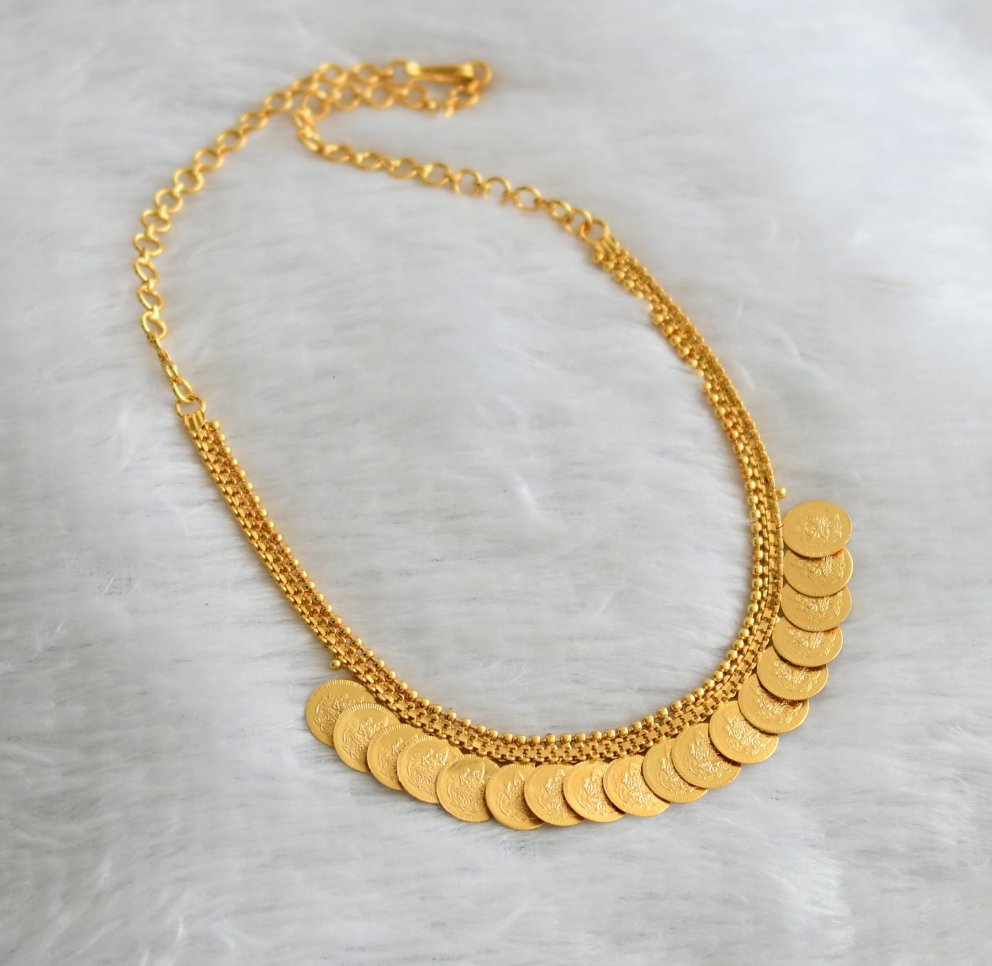 Gold tone kerala style lakshmi coin necklace dj-46543