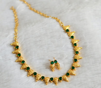 Gold tone bottle green stone necklace set dj-48233