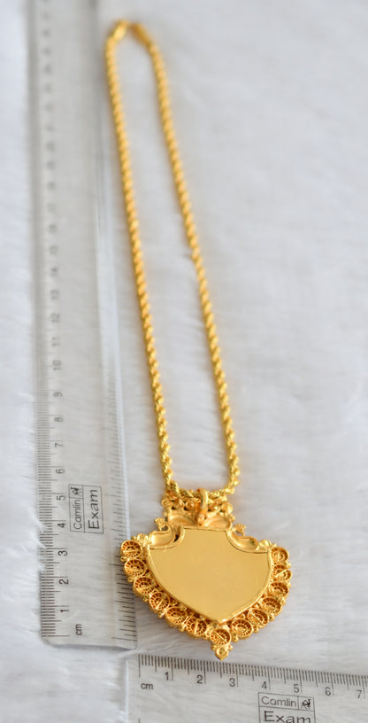 Gold tone kerala style 18 inches chain with blue-white ganesha palakka pendant dj-46557