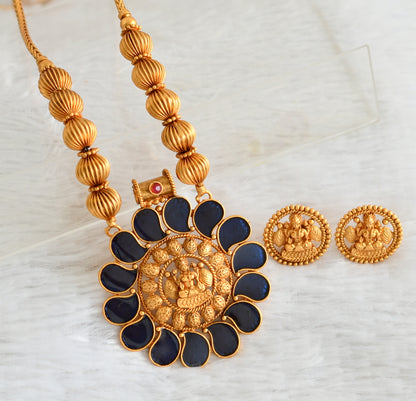 Matte finish kerala style blue mango lakshmi kodi necklace set dj-48239