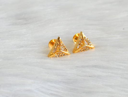 Gold tone cz white small earrings dj-43303