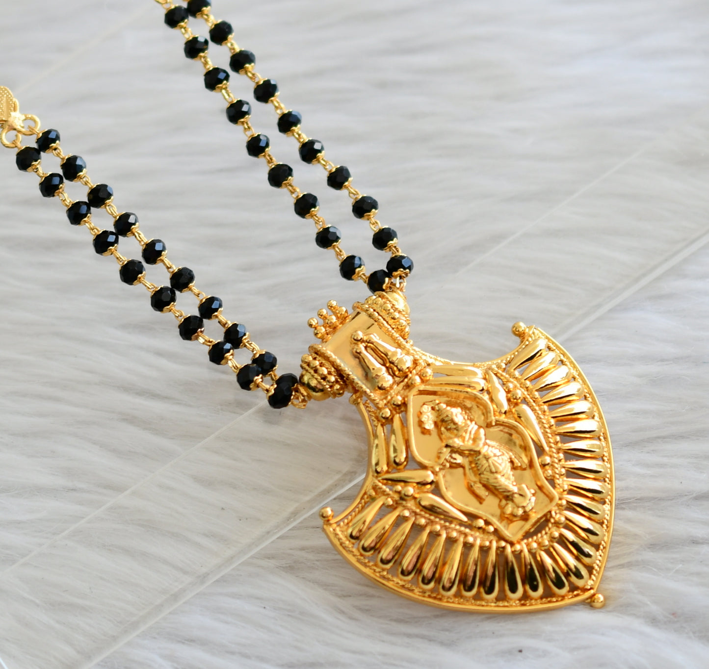 Gold tone double layer karimani chain with krishna pendant dj-44817