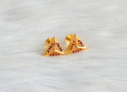Gold tone ruby small earrings dj-43304