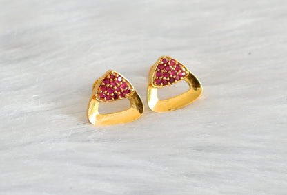 Gold tone ruby stone small earrings dj-43305