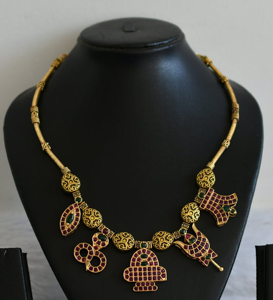 Matte finish kemp-green shiva necklace dj-46391