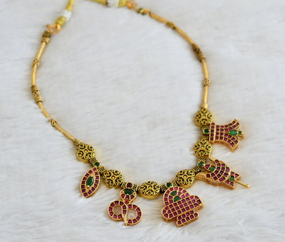 Matte finish kemp-green shiva necklace dj-46391