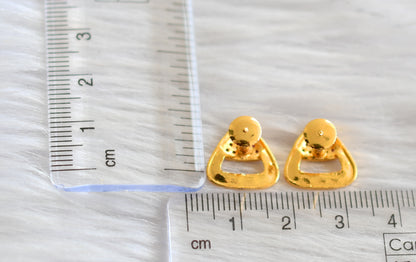 Gold tone blue stone small earrings dj-43308