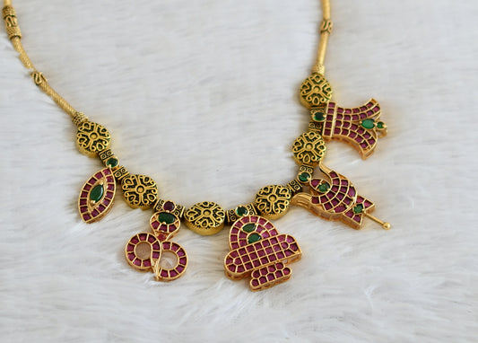 Matte finish kemp-green shiva necklace dj-46391