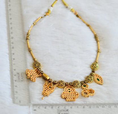 Matte finish kemp-green shiva necklace dj-46391