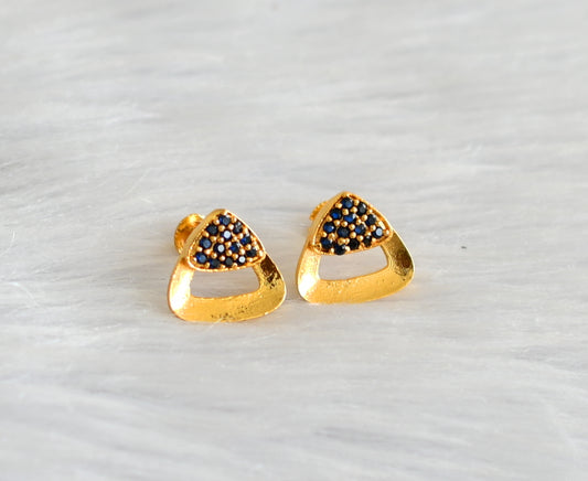 Gold tone blue stone small earrings dj-43308