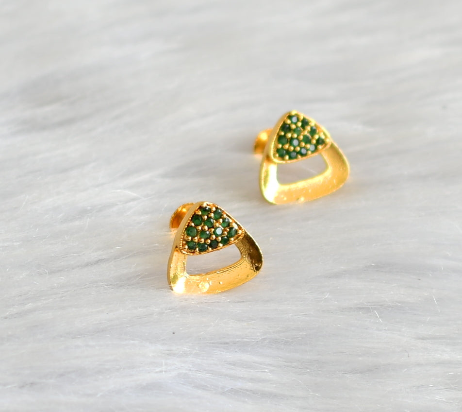 Gold tone green stone small earrings dj-43306