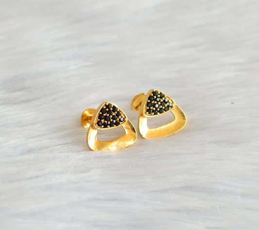 Gold tone black stone small earrings dj-43309