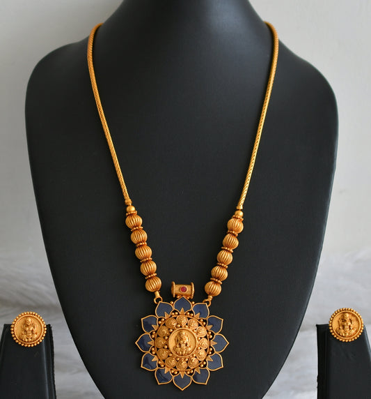 Matte finish kerala style blue palakka lakshmi kodi necklace set dj-48242