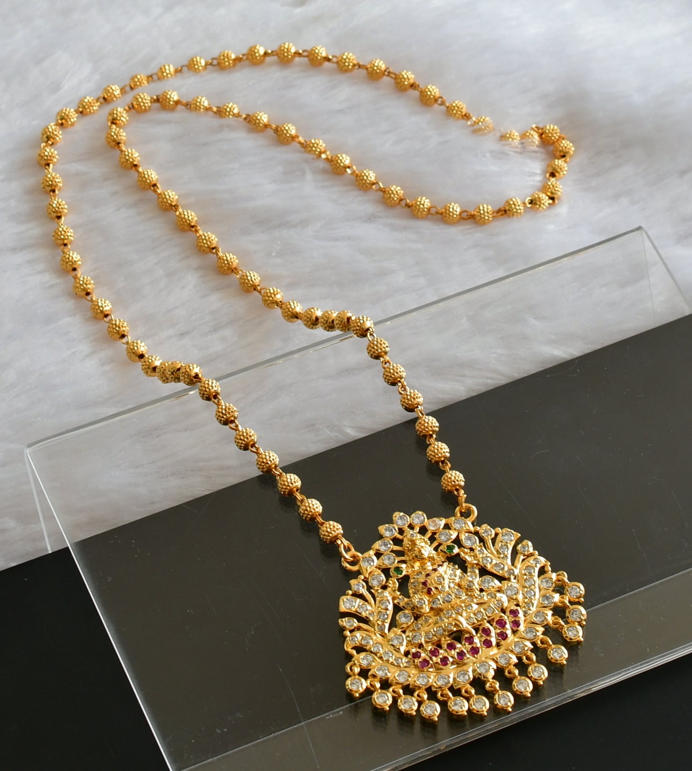 Gold tone AD White-ruby Lakshmi Chain DJ26061