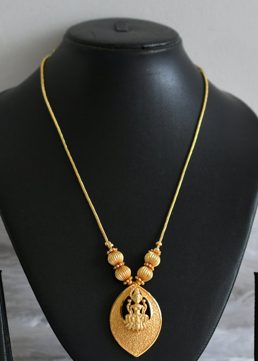 Matte gold tone kerala style lakshmi necklace dj-48246