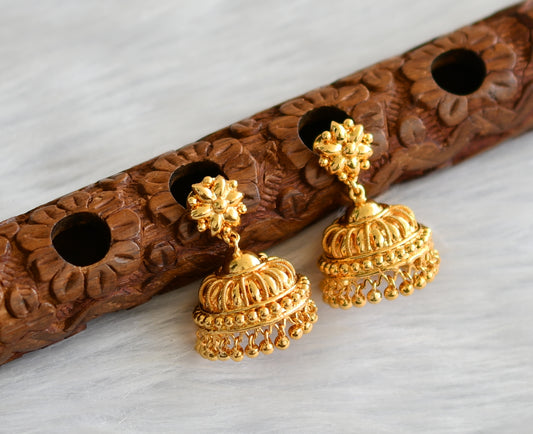 Gold tone kerala style flower jhumkka dj-43317