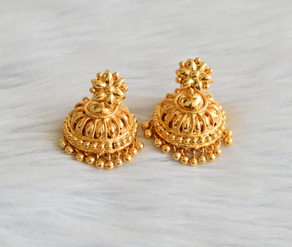 Gold tone kerala style flower jhumkka dj-43317