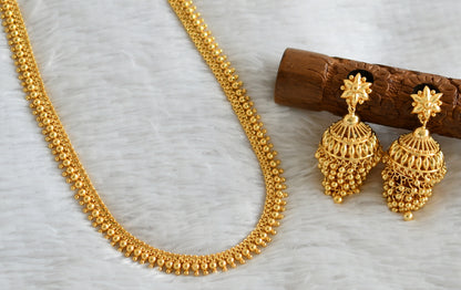 Gold tone kerala style ball haar with step jhumkka set dj-48247