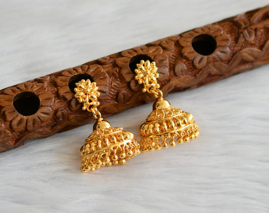 Gold tone kerala style flower jhumkka dj-43318