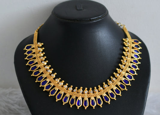 Gold tone kerala style blue nagapadam necklace dj-48263