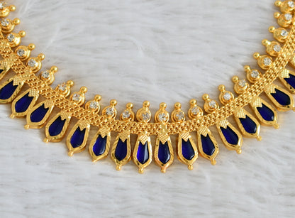 Gold tone kerala style blue nagapadam necklace dj-48263