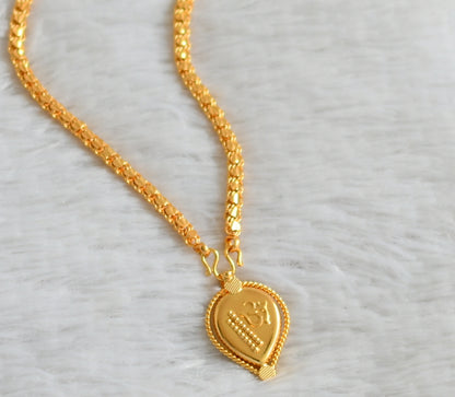 Gold tone 24 inches heart chain with om pendant dj-48249